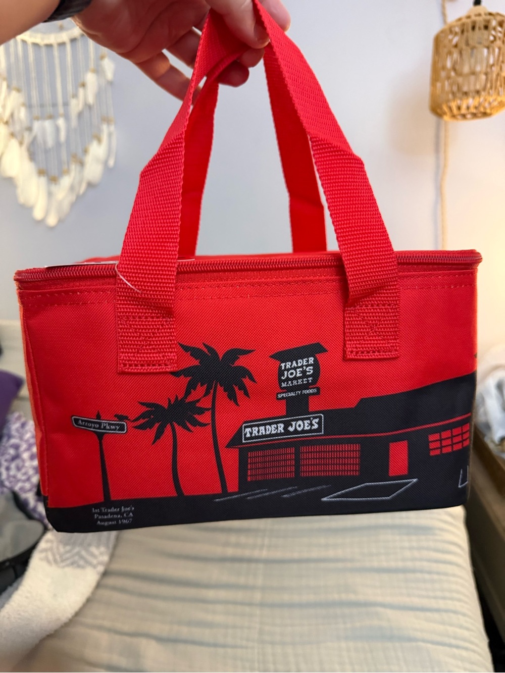 NWT Trader Joe’s Mini Insulated Tote in Candy Apple Red